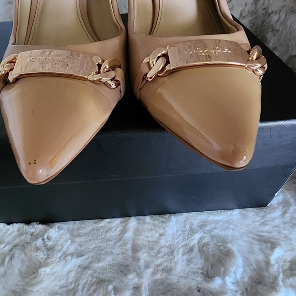 Coach Tan Leather Bowery Kitten Heels S 7.5 - Picture 3 of 16